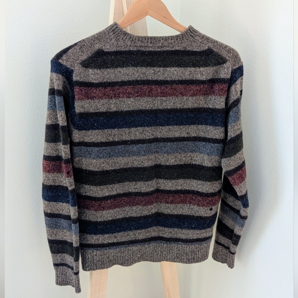 Vintage 90's Striped Textured Wool Crewneck Sweater In Oatmeal Tan - Picture 9 of 15